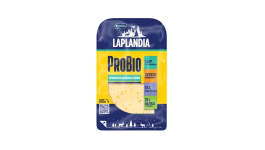 Сыр Laplandia ProBio полутвердый с пробиотиком 45% нарезка 120 г
