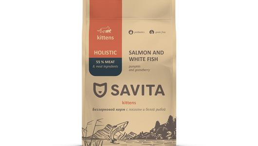 SAVITA сухой корм Беззерновой корм для котят с лососем и белой рыбой, GRAIN FREE KITTEN, Salmon & White Fish, 2 кг
