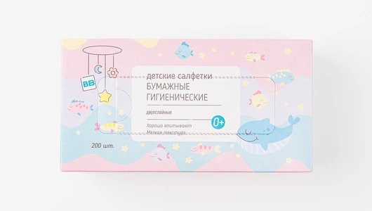Салфетки бумажные гигиенические детские, 200 шт.