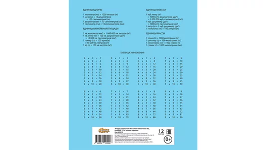 Тетрадь школьная голубая №1 School Отличник А5 12 листов в клетку (10 штук в упаковке) (К)
