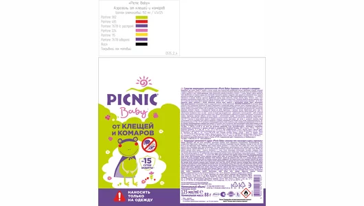 Аэрозоль от клещей и комаров для детей Picnic Baby 125 мл