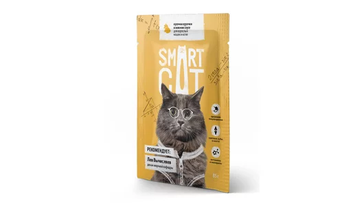 Smart Cat паучи «Упаковка 25 шт» Паучи для взрослых кошек и котят кусочки курочки в нежном соусе, 25*85г