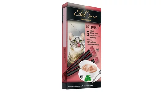 Лакомство Edel для любых кошек. Крем-суп, с ягненком и клюквой. 75гр