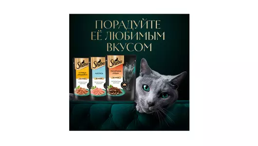 Корм влажный для взрослых кошек Sheba с телятиной и языком в соусе 75 г Корм влажный для взрослых кошек Sheba с телятиной и языком в соусе 75 г