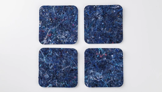 Набор подстаканников из переработанного текстиля (4 шт) синего цвета