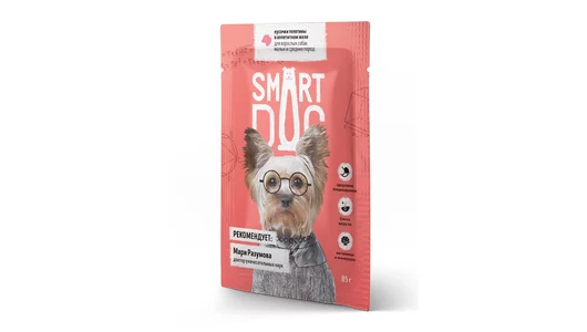 Smart Dog паучи Для взрослых собак малых и средних пород кусочки телятины в аппетитном желе, 85г
