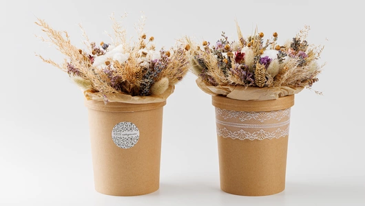 Композиция из сухоцветов в коробке "Хлопок"