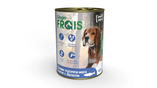 FRAIS HOLISTIC 420гр Корм для собак мясные кусочки с лососем в желе