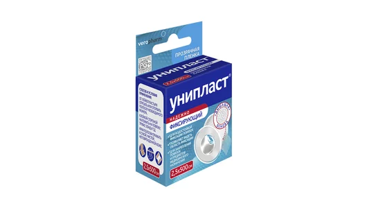 Лейкопластырь Унипласт 2,5см х 500см прозрачная пленка