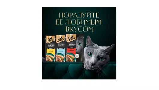 Корм влажный для взрослых кошек Sheba говядина паштет 75 г