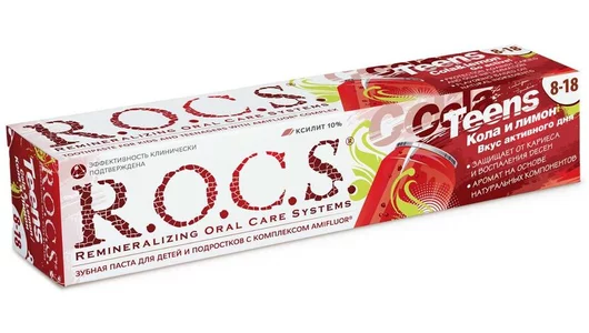 R.O.C.S. Teens Зубная паста для&nbsp;детей 8-18 лет Вкус активного дня. Кола и&nbsp;Лимон 74 г