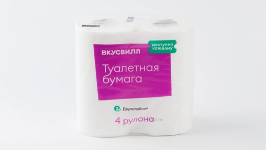 Бумага туалетная 2 слоя белая, 4 рулона