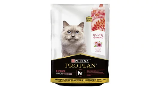 PRO PLAN 200гр для кошек кастр.и стерил. Курица NATURE ELEMENTS DEFENSE (Эхинацея)