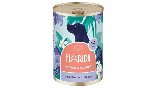 FLORIDA консервы Для собак «Лосось с грушей», 400г