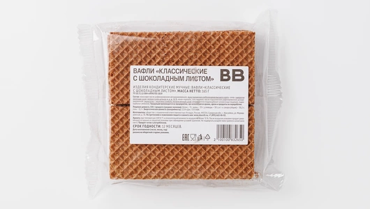 Вафли "Классические с шоколадным листом"