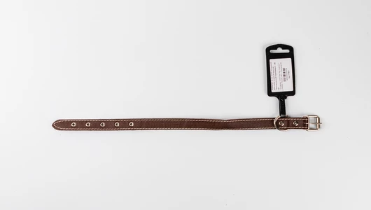 Ошейник для собак кожаный коричневый простроченный Homepet 20 мм, 32-42 см