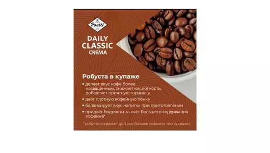 Кофе в зернах Poetti Daily Classic Crema натуральный жареный 250 г