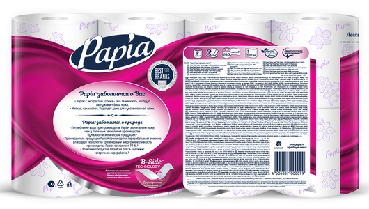 Бумага туалетная Papia Балийский Цветок 3-слойная 8 рулонов Бумага туалетная Papia Балийский Цветок 3-слойная 8 рулонов