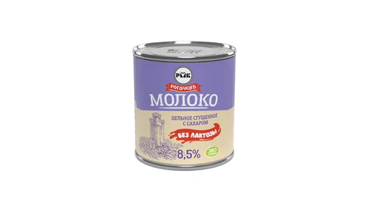 Молоко сгущенное Рогачевъ цельное с сахаром безлактозное 8,5% 380 г