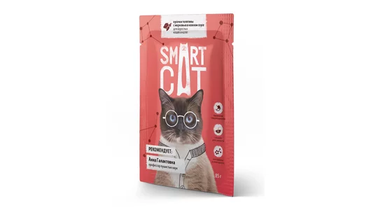 Smart Cat паучи Для взрослых кошек и котят кусочки телятины с морковью в нежном соусе, 85г