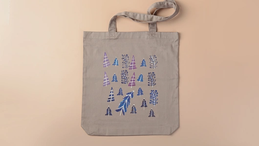 Сумка - шоппер с рисунком "Синие ели"