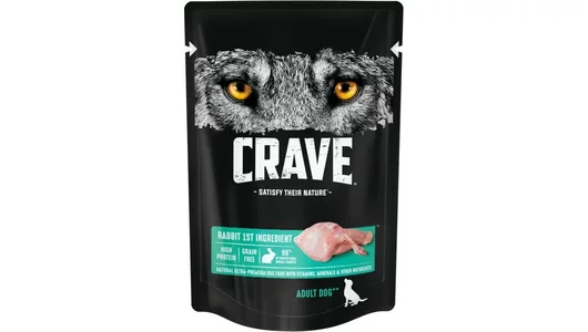 CRAVE 85гр Корм для взрослых собак, с кроликом (пауч)