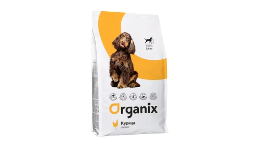 Organix сухой корм для взрослых собак всех пород с курицей и цельным рисом, 2,5 кг