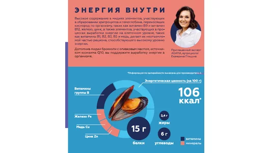 Мидии в створках Agama в собственном соку варено-мороженые 450 г Мидии в створках Agama в собственном соку варено-мороженые 450 г