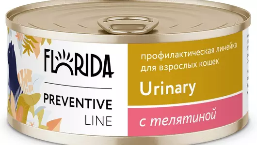 FLORIDA prof консервы (профилактика) Urinary для кошек. «Профилактика образования мочевых камней» с телятиной, 100г
