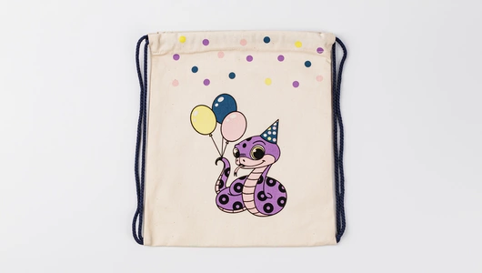 Сумка малая "Змейка шарики" синий шнур