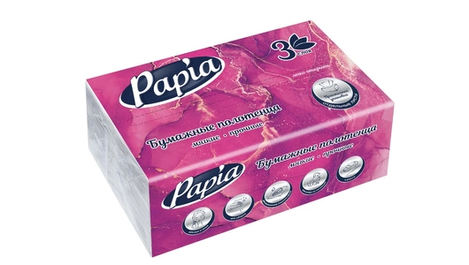 Полотенца бумажные Papia V-fold 3-слойные 100 листов Полотенца бумажные Papia V-fold 3-слойные 100 листов