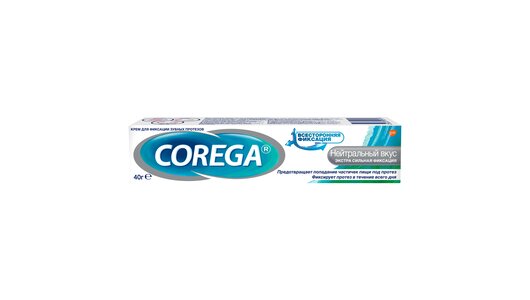 Corega Корега Нейтральный вкус, крем для&nbsp;фиксации зубных протезов, 40 г
