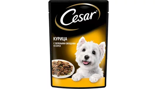 CESAR 85гр для собак из Курицы с зелеными овощами (пауч)