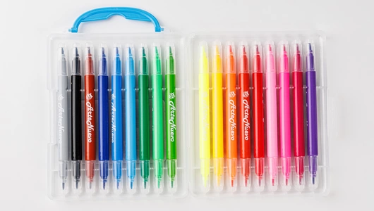 Фломастеры двусторонние на водной основе, 18 цветов