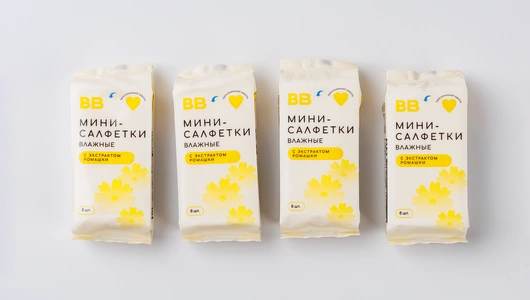 Набор мини-салфеток влажных, 4 уп. по 8 шт