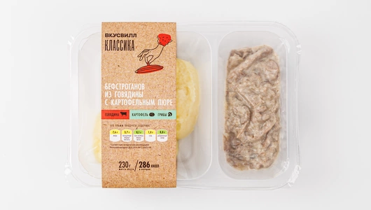 Бефстроганов из говядины с картофельным пюре