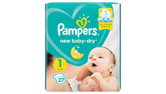 Подгузники Pampers New Baby-Dry 2–5 кг, размер 1, 27 шт