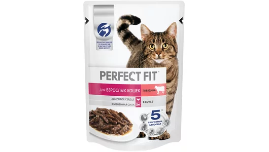 Корм влажный для взрослых кошек Perfect Fit с говядиной 75 г