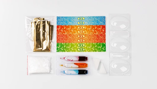 Смеси для&nbsp;окрашивания пищевых продуктов в&nbsp;наборе "Радужная Пасха" с&nbsp;фольгой, спонжами