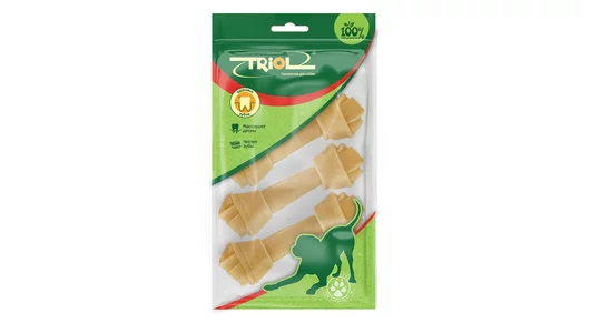 Косточки жевательные DENTAL TRIOL  узловые белые, 10см, 90-105г (уп.3шт.)