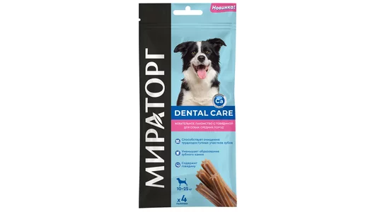 WINNER 70гр Жевательное лакомство с говядиной для собак средних пород DENTAL CARE
