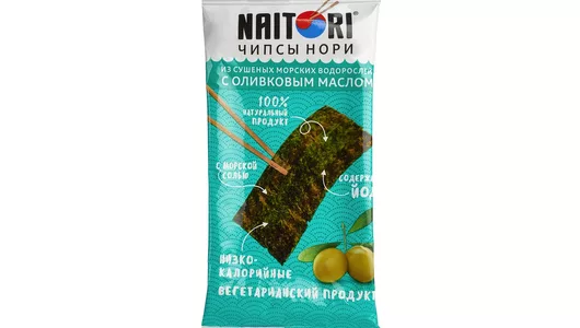 Чипсы Naitori из морских водорослей с оливковым маслом и солью 3 г Чипсы Naitori из морских водорослей с оливковым маслом и солью 3 г