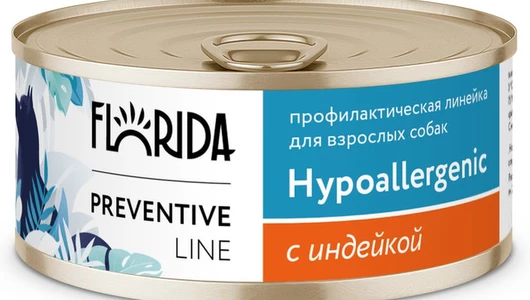 FLORIDA prof консервы (профилактика) Hypoallergenic для собак «Гипоаллергенные» с индейкой, 100г