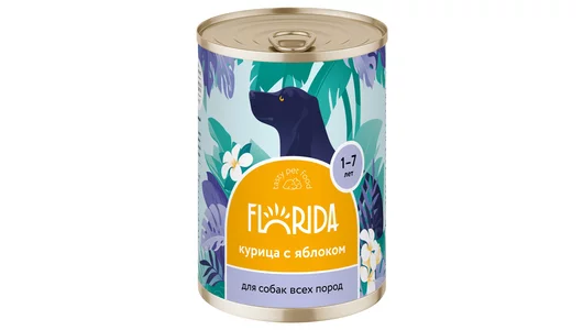 FLORIDA консервы Для собак «Курица с яблоком», 400г