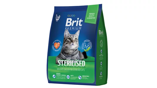 Корм BRIT 2кг для стерилизованных кошек с курицей Premium Cat Sterilized