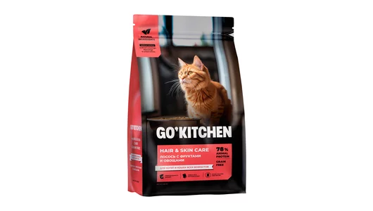GO'KITCHEN полнорационный беззерновой сухой корм для котят и кошек всех возрастов с лососем, 3.63 кг