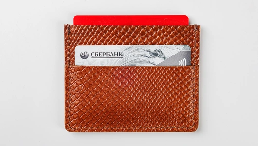 Картхолдер из натуральной кожи мини, фактура: рептилия