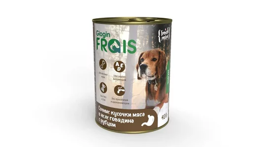 FRAIS HOLISTIC 420гр Корм для собак мясные кусочки с говядиной и рубцом в желе