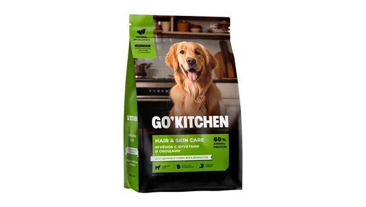 Корм GO'KITCHEN ягненок с фруктами и овощами, полнорационный сухой корм для щенков и собак всех возрастов с ягненком, 5,44 кг