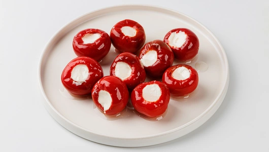 Перец черри фаршированный сыром в масляной заливке Перец черри фаршированный сыром в масляной заливке